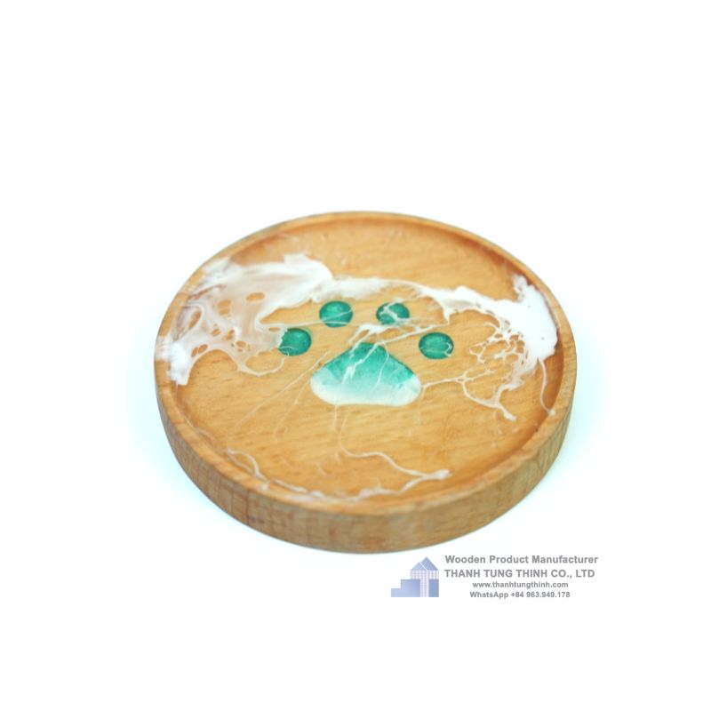 Cute Epoxy Resin wooden coaster for coffeshop