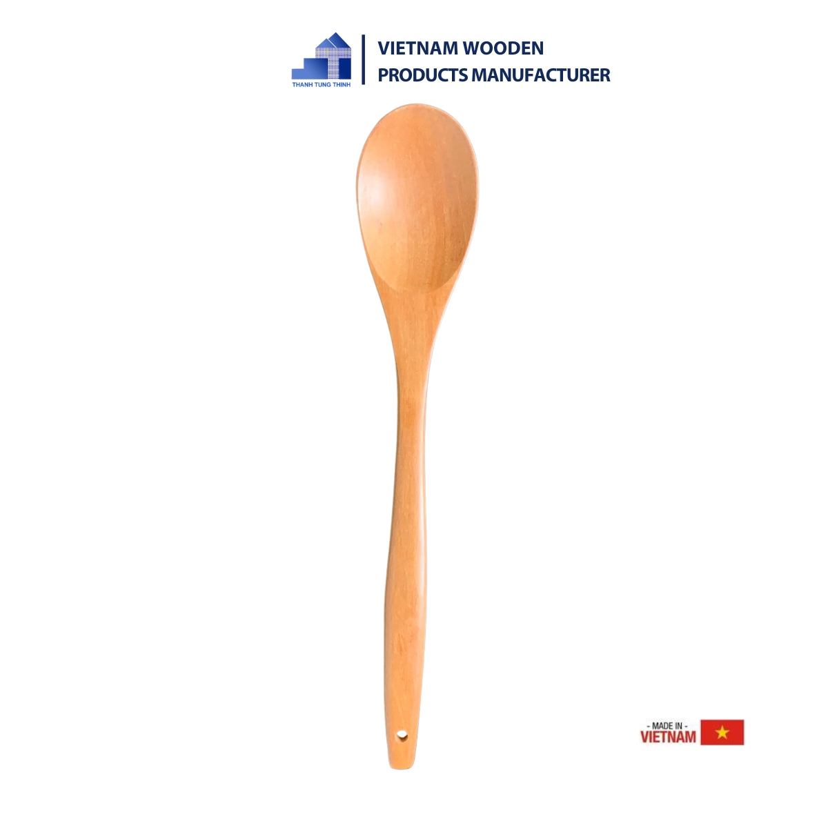 The high-quality, simple wooden spoon is made by a wood manufacturer