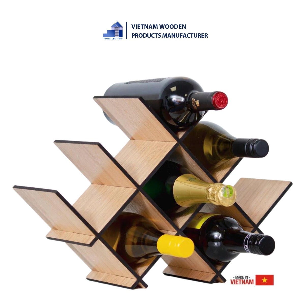Rhombus Wooden Wine Rack Manufacturer