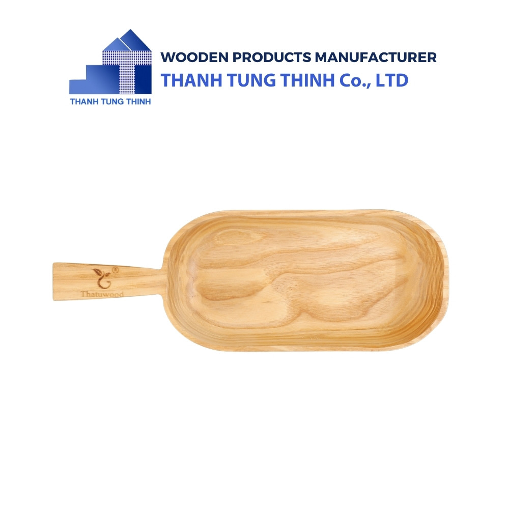 Wholesaler Wooden Tray designed with a deep rectangular bottom and convenient handle